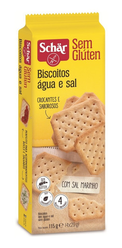 Kit C/03 Snackers/biscoito Água E Sal Sem Gluten 115g Schar