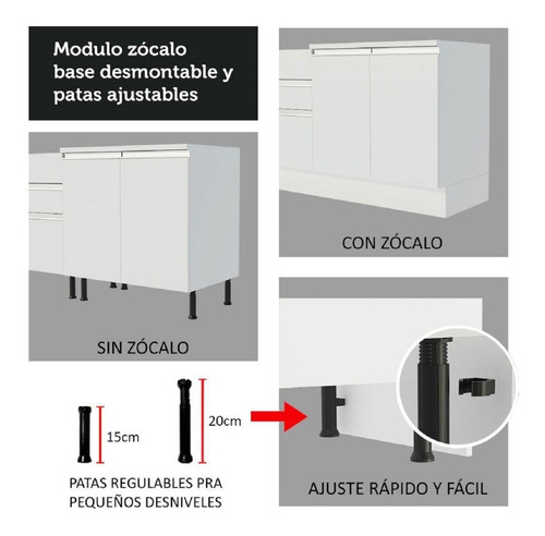 Imagen 9 de 10 de Cocina Integral Madesa Glamy Sin Mesón De Acero Con 120 Cm