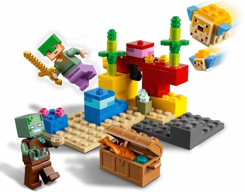 Set de construcción Lego Minecraft The coral reef 92 piezas en caja