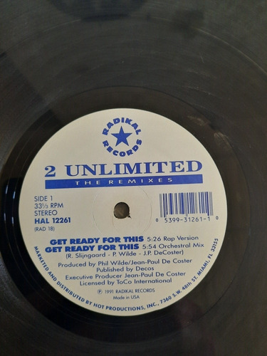 2 Unlimited - Get Ready For This Remixes Lp Vinilo Usa