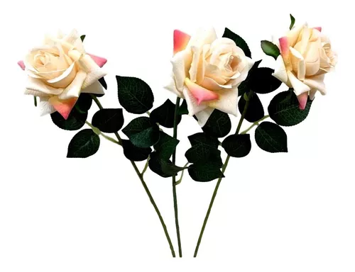 5 Rosas Artificiais Aveludada Para Decoração E Arranjo