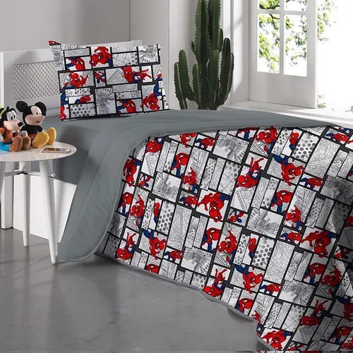 Jogo Cama Com Edredon Spider Homem Aranha Malha Portallar