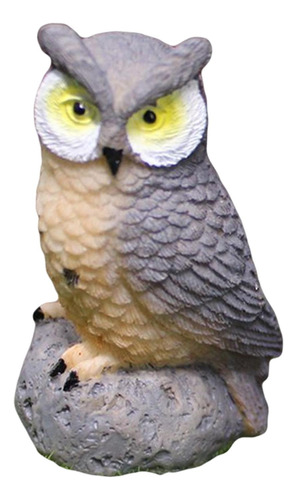 Búho Paisaje Jardín Decoración Miniatura Búho Gris