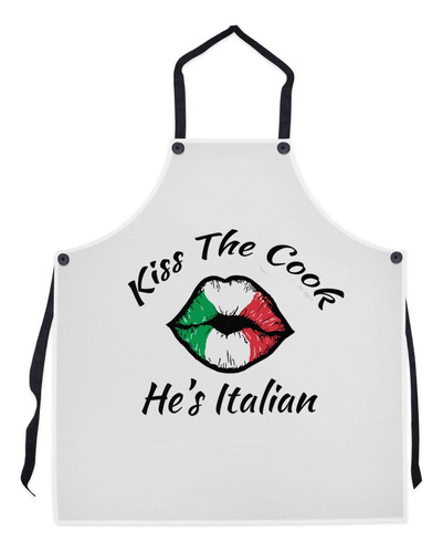 Delantal Italiano Kiss The Cook He's Para Hombr Mujer Blanco