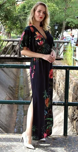 Farm Vestido Longo Floral Veludo Frete gr tis