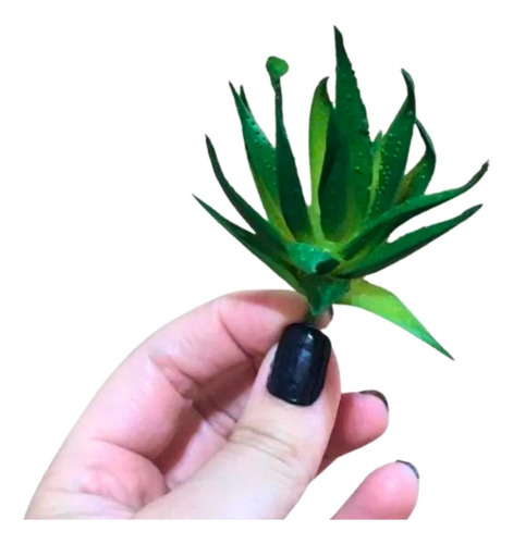 4 Suculentas Artificiais Plantas E Cactos Pequenos - S/vaso Cor Verde