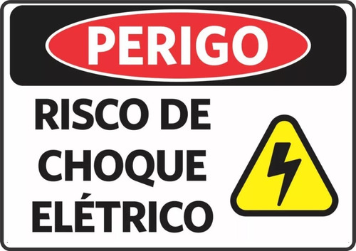 Placa Sinalização Alerta Perigo Eletricidade Choque Eletrico