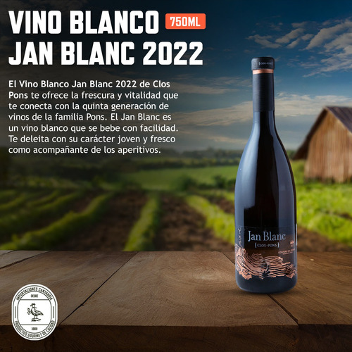 Vino Blanco Español Jan Blanc 750ml Clos Pons Pack X6