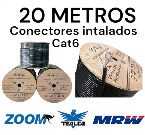 20 Mts Cat6 Utp Internet Intemperie Exterior 