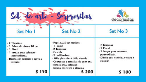 Souvenir Y Sorpresitas, Set De Arte !