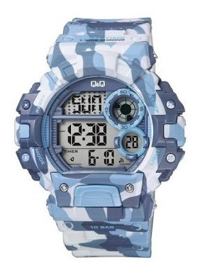 Reloj Q&q Digital Camuflaje Azul