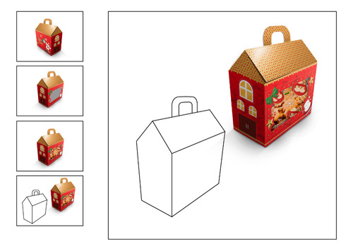 Embalagem Maleta Doces E Biscoitos De Natal - 10 Unid