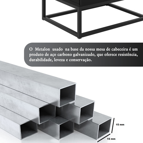Cabeceira Ripada Casal Queen King Com 2 Mesas De Cab 1 Gavt Cor Preto | Preto/pé Preto