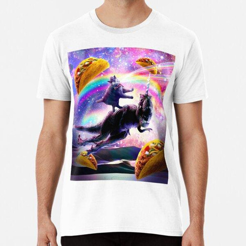 Remera Laser Space Cat On Rainbow Dinosaur Unicorn - Taco Al