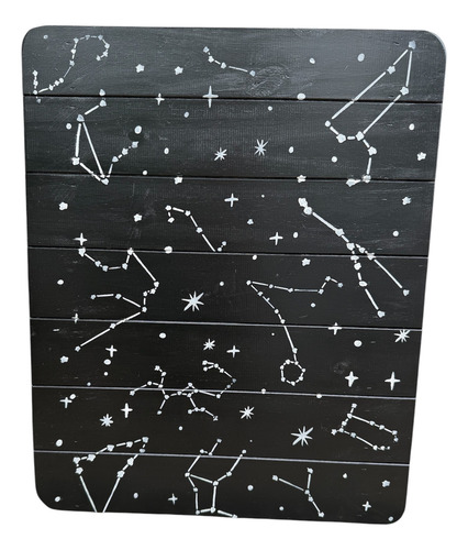 Mesa Plegable Matera Pintada Con Constelaciones Negro
