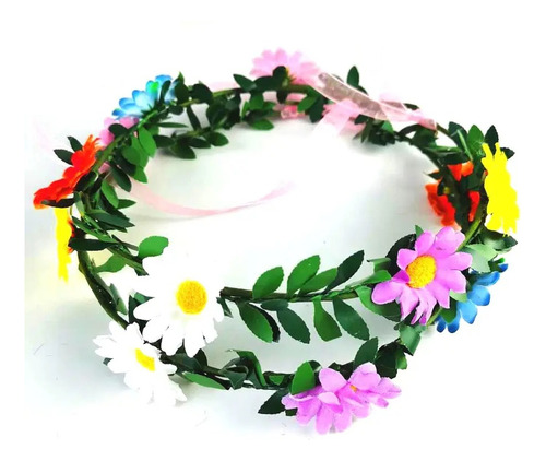 Diadema De Flores Con Luz Led Corona Cotillon Fiestas X12