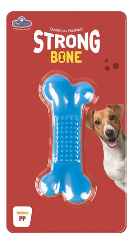 Brinquedo Mordedor Osso Flexível Strong Bone Pet Pp Cor Azul