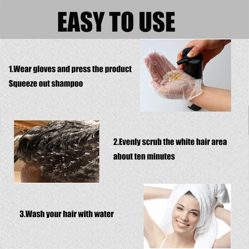 Champú Para Teñir El Cabello Negro 3 En 1, Champú Para