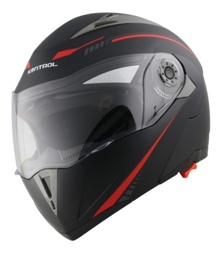 Casco Kontrol 158 Abatible Negro Rojo