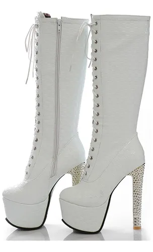 Botas Altas Blancas Para Mujer Zapatos Fetichistas De Invie