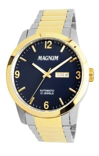 Relógio Magnum Masculino Automático Ma35075p Misto Aço Cor do bisel Preto Cor do fundo Preto