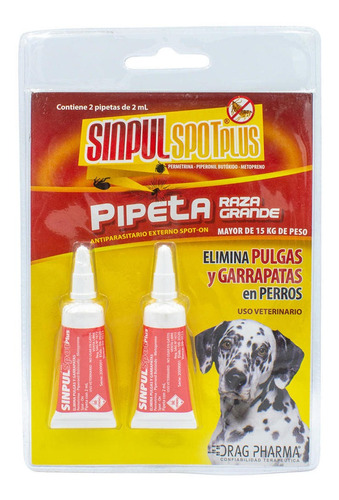 Pipeta Antigarrapata Sinpul Spot Plus Raza Grande 2ml 2 Unid