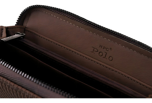 Cartera Hpc Polo Logo Metálico Color Plateado Diseño De La Tela Liso