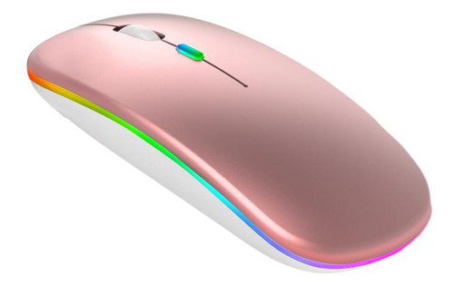 Mouse Gamer Silencioso 2.4g Wireless Bluetooth Recarregável Cor Silent 2.4g+bluetooth (versão Iluminada) Ouro Rosa