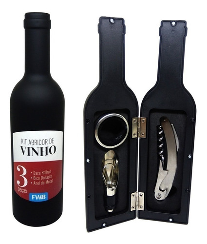 Kit Abridor De Vinho Com 3 Peças 