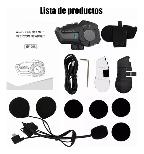 Kit For Audífono Intercomunicador Para Motocicleta Bluetooth