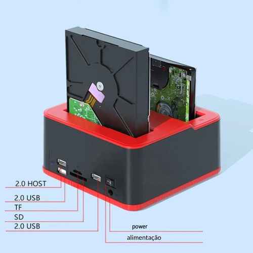 Knup Dock Station Case Hd Sata Pendrive Sd Usb 3.0 Knup Preto