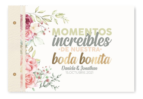 Album De Boda Para Fotos Y Firmas - Mod. Flores Rosas