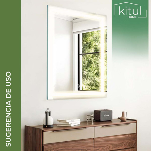 Espejo Pared Baño Luz Led Tactil 3 Modos Antivaho Decorativo