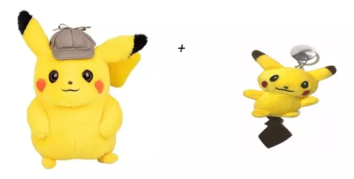 Boneco Detetive Pikachu Pelúcia 28cm Brinquedo Pokemon 467