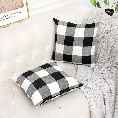 Juego De 2 Fundas De Almohada Decorativas De Lino Y Algodón