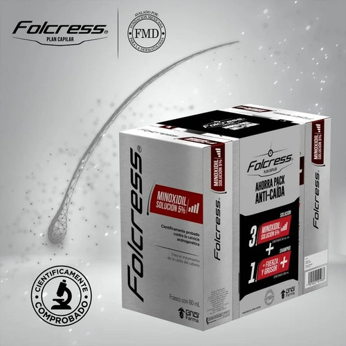 Folcress Minoxidil Paquete 4 P/ Cabello Shampoo Atomizador