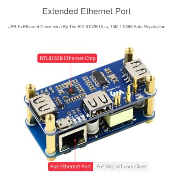 Funda Poe Ethernet Usb Hub Hat Con Caja Abx Para Raspberry P