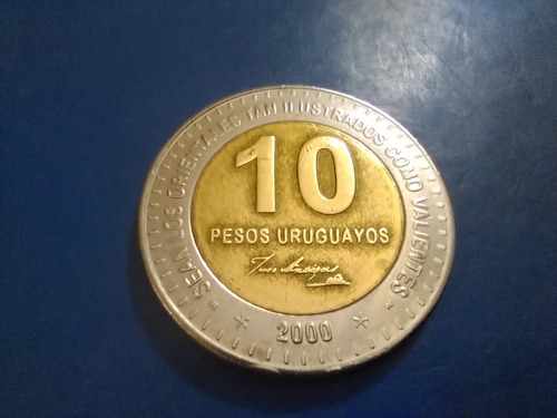 Moneda Antigua De Uruguay De 10 Pesos Año 2000