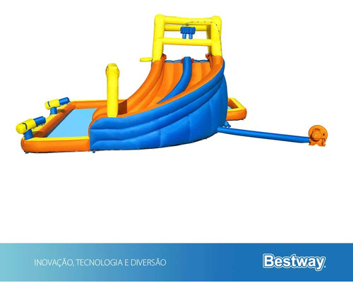 Mega Parque Aquático Inflável Raceway 220v Cor Laranja