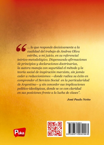 Trabajo Social y Lucha de Clases en Argentina de Andrea Antonia Oliva Editorial Puka Editora Tapa Blanda en Español 2018