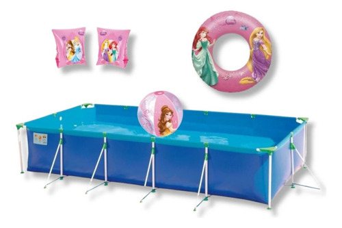 Piscina De Armação 7600l + Bola Inflável + Boias Princesas