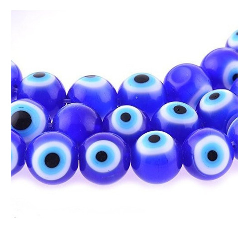 10 Mm 200 Piezas Azul Perlas De Vidrio Mal De Ojo De Joyeri