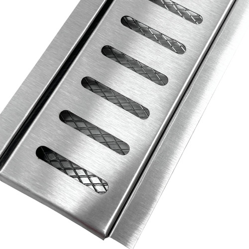 Grelha Linear Inox Polida 10x50 Com Suporte E Tela 