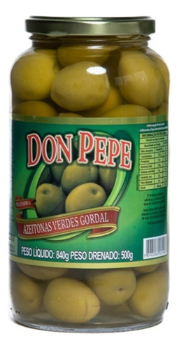 Azeitona Verde Gordal Don Pepe 840g Casa Bela Premium