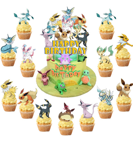 37 Pieza Decoracion Para Tarta Evolucion Estetica Eevee Niño