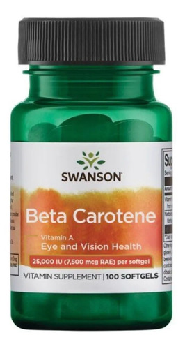 Betacaroteno Vitamina A 25000ui 100 Softgels Swanson 