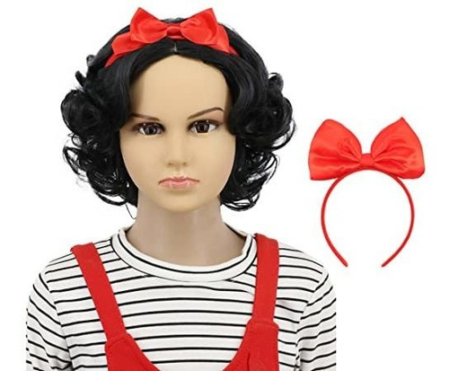 Karlery Niños Chicas Corto Bob Onda Negro Peluca Roja Tdsvr