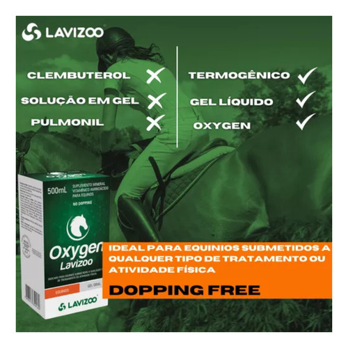 Oxygen-500ml/supl. Para Equinos/ Lavizoo/ Kit Com 2 Unidades