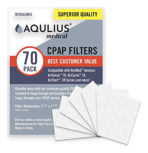 Filtros Cpap Desechables Aqulius, 70 Unidades
