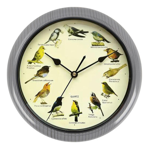 Reloj Colgante De Pared Con Diseño De Pájaro , Gris 32cm